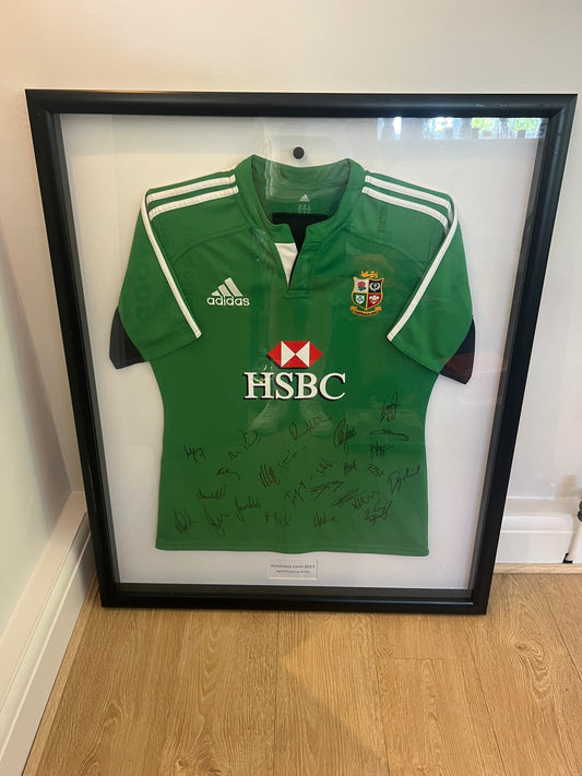 Signed + Framed Victorious Lions 2013 Training Shirt
