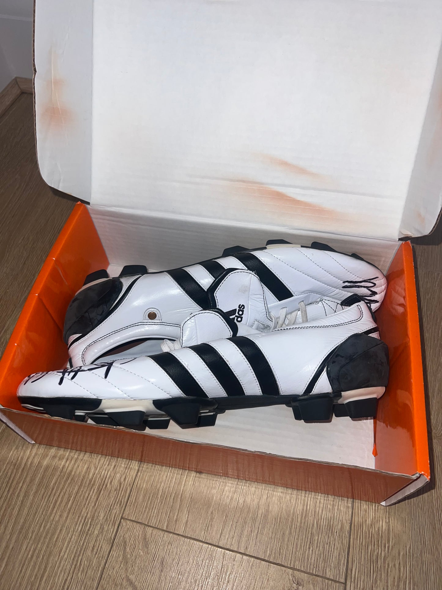 Signed White Adidas Rugby Boots
