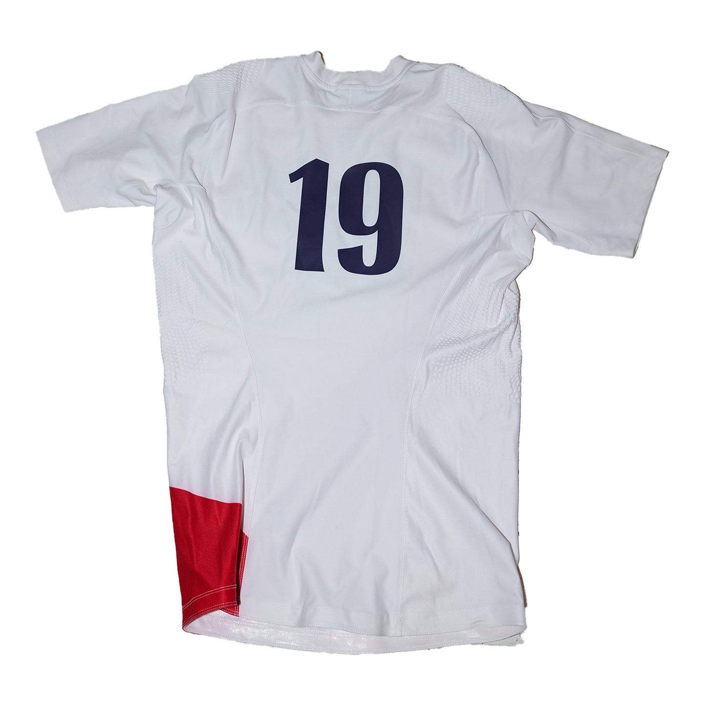 Match-Issued England Rugby Jersey with Iconic Red Stripe (No.19)