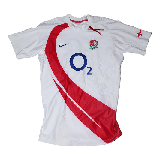 Match-Issued England Rugby Jersey with Iconic Red Stripe (No.19)