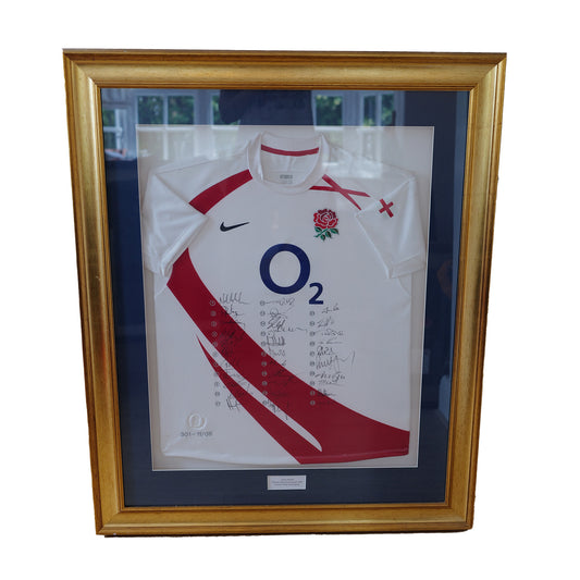 Framed England Rugby Signed Shirt – 2008 Autumn Internationals (Squad-Signed)